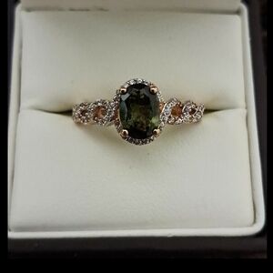 Chrome Tourmaline & White Ziron Halo Enfinity Style Ring.